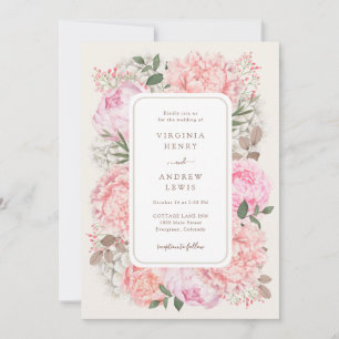 Invitación Boda de Peonía de Jardín Moderno