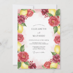 Invitación Boda de Peonía de Limón Carmesí