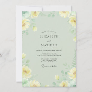 Invitación Boda de peonía de mantequilla de menta