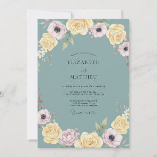 Invitación Boda de Peonía de Mantequilla de Pizarra