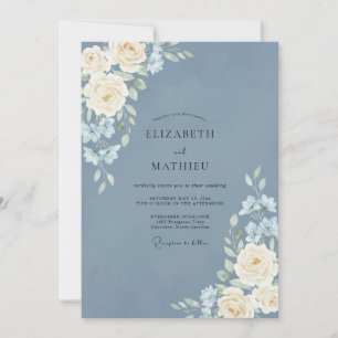 Invitación Boda de peonía de marfil de acero