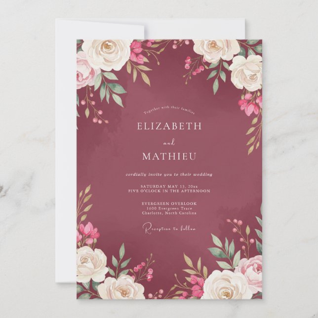 Invitación Boda de Peonía de Morera (Anverso)