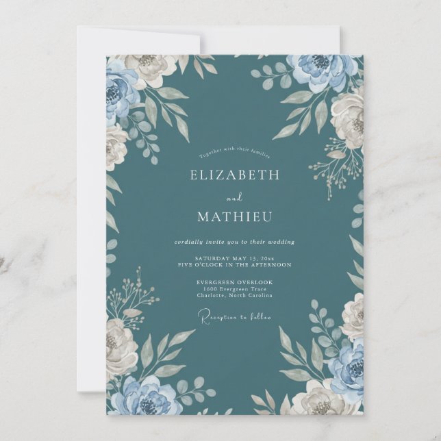Invitación Boda de Peonía de Pizarra (Anverso)