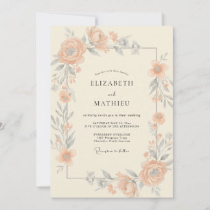 Invitación Boda de Peonía de Plata y Albaricoque