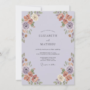 Invitación Boda de peonía de terracota lila