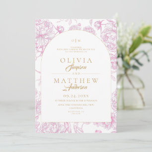 Invitación Boda de peonía de toile francés