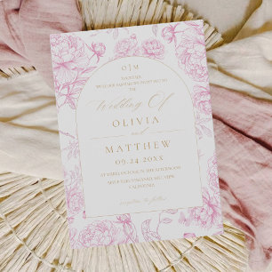 Invitación Boda de peonía de toile francés