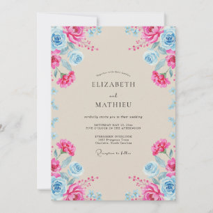 Invitación Boda de Peonía del Cielo Fucsia