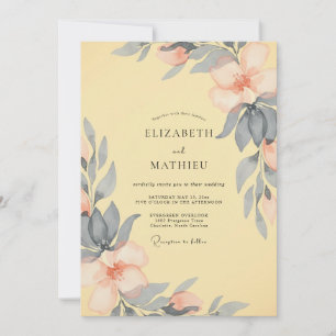 Invitación Boda de Peonía en Pizarra con Mantequilla