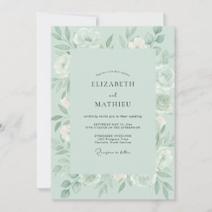 Invitación Boda de peonía espuma de mar