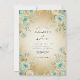 Invitación Boda de peonía espuma de mar de champán