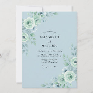 Invitación Boda de peonía espuma de mar en polvo