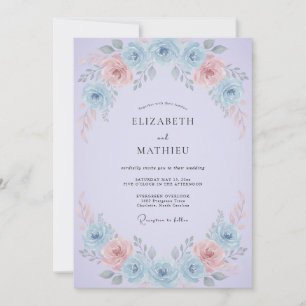 Invitación Boda de Peonía Flor de Aciano Lila