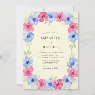 Invitación Boda de Peonía Flor de Aciano Magenta