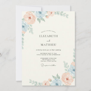 Invitación Boda de Peonía Flor de Maíz Melocotón Cálido