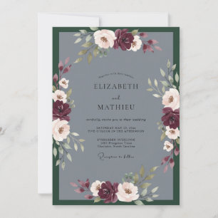 Invitación Boda de peonía granate de carbón