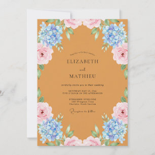 Invitación Boda de Peonía Hidrangea Ocra