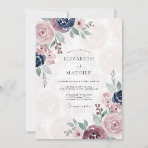 Invitación Boda de Peonía Índigo Malva