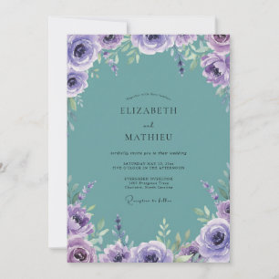 Invitación Boda de Peonía Lila Acuática