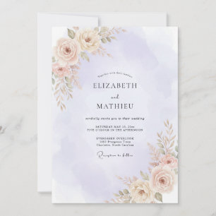 Invitación Boda de Peonía Lila Albaricoque