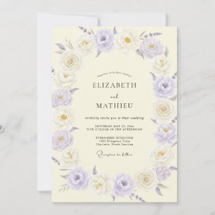 Invitación Boda de peonía lila champán