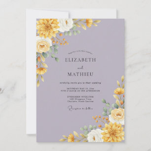 Invitación Boda de Peonía Lila Dorada