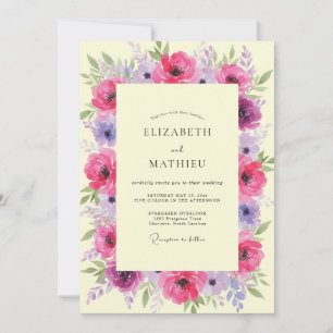 Invitación Boda de Peonía Lila Fucsia