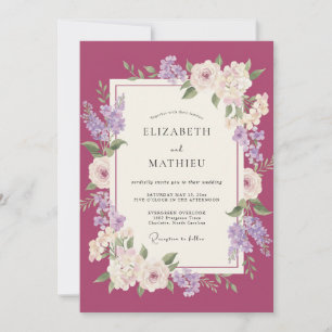Invitación Boda de peonía lila magenta