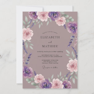 Invitación Boda de Peonía Lila Malva Amatista