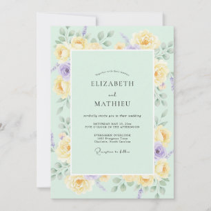 Invitación Boda de Peonía Lila Mantequilla