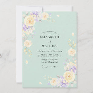 Invitación Boda de Peonía Lila Menta
