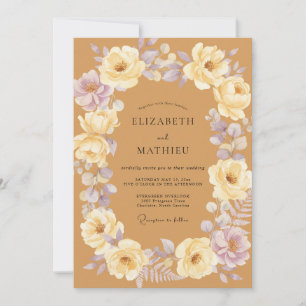 Invitación Boda de Peonía Lila Mostaza