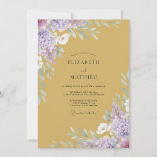 Invitación Boda de Peonía Lila Ocra
