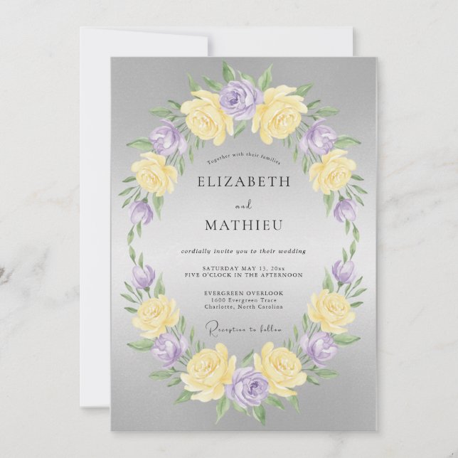 Invitación Boda de peonía lila pálida con mantequilla (Anverso)