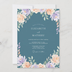 Invitación Boda de Peonía Lila Pálido Pizarra