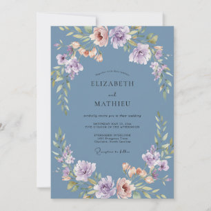Invitación Boda de Peonía Lila Pizarra