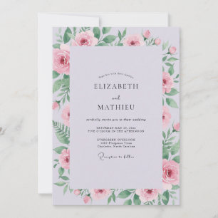 Invitación Boda de peonía lila silenciada