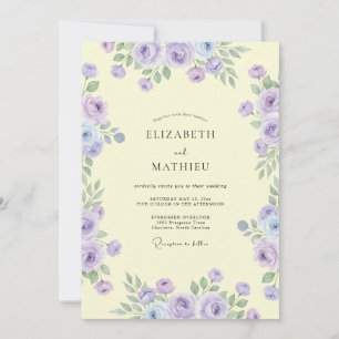 Invitación Boda de peonía lila silenciada con mantequilla