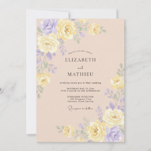 Invitación Boda de peonía lila suave a la mantequilla