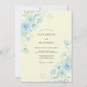 Invitación Boda de Peonía Limón Periwinkle