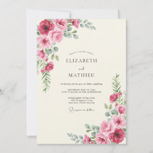 Invitación Boda de Peonía Magenta