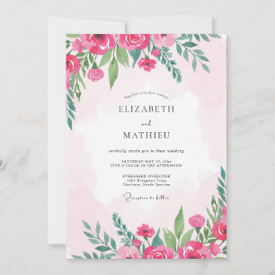 Invitación Boda de peonía magenta rosa pétalo