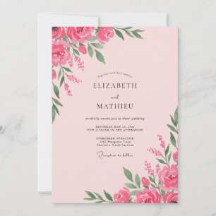 Invitación Boda de peonía magenta rubor