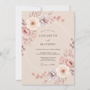 Invitación Boda de peonía malva champán
