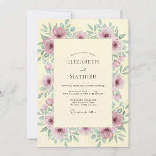 Invitación Boda de Peonía Malva con Mantequilla