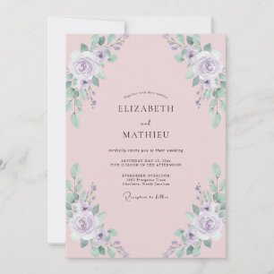 Invitación Boda de peonía malva con rubor