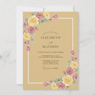 Invitación Boda de Peonía Malva Miel