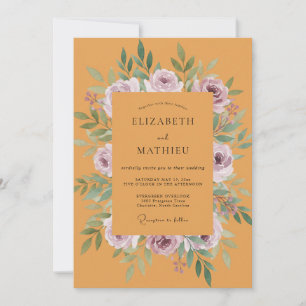 Invitación Boda de Peonía Malva Mostaza