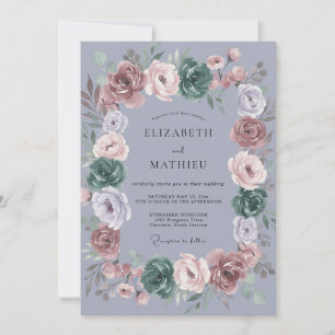 Invitación Boda de Peonía Malva Periwinkle