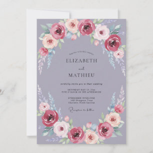 Invitación Boda de peonía malva polvorienta bajo la luz de la